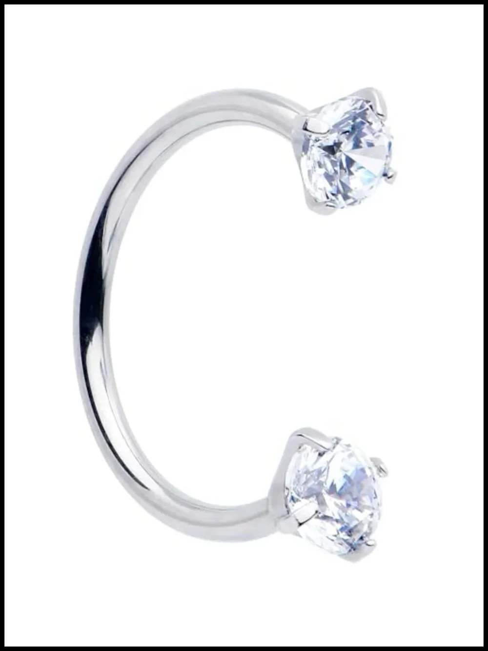Titanium Horseshoe Nose Ring 20G - Internally Threaded with CZ Ends